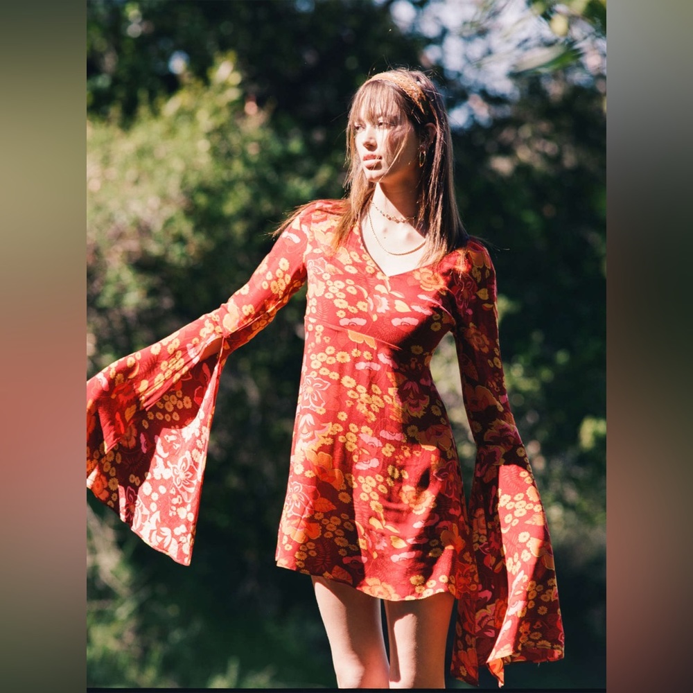 Cider Blossom Floral Mini Dress, XS
